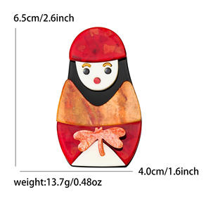 Broches Matryoshka acryliques à la mode personnalisées belle petite fille Badges <span class=keywords><strong>broche</strong></span> broches pour ami Souvenirs cadeau - Product Image 2