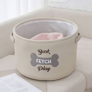 Boîtes de rangement pliables rectangulaires en tissu de coton, grandes boîtes de rangement pour jouets avec poignées - Product Image 1