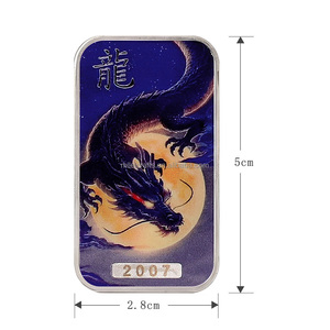 Barre de cuivre fin .999 de 1 once avec gravure laser de différents numéros de série, motif Dragon du <span class=keywords><strong>Zodiaque</strong></span> Chinois et créature mythique imprimée UV - Product Image 4
