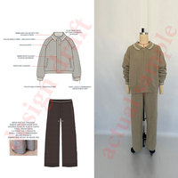 Pantalon droit en maille gaufrée texturée personnalisée pour homme, coupe décontractée ample, avec bord-côte et logo brodé, chaud et décontracté