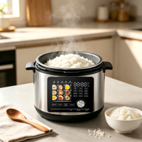 Penjualan Terlaris Panci Masak Listrik 1000W 6L 19-in-1 Multi-Fungsi Bahan Stainless Steel Layar LED Kontrol Digital Rumah Tangga