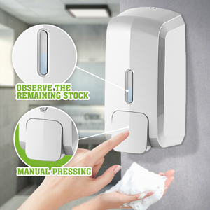 Dispensador de Jabón Manual de Espuma, Moderno, de Plástico, Montado en la Pared, Ecológico, Capacidad de 1000 ml, Acabado Blanco, para Oficina, Marca FANDA - Product Image 3