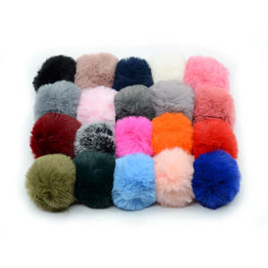 Bricolage fait main en fausse fourrure de <span class=keywords><strong>lapin</strong></span> pompons 3.1 pouces boule élastique boucle hiver noël chapeaux porte-clés décorations de mariage - Product Image 2