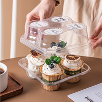 Boîte d'emballage transparente jetable pour cupcakes, contenant individuel en plastique thermoformé à 2 ou 4 cavités pour muffins et mousses, idéal pour la vente à emporter