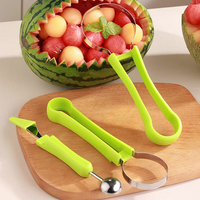 Coupe-pastèque multifonction en acier inoxydable, outils de découpe de fruits, ensemble de cuillères à melon, trancheuse à fruits, séparateur de pulpe