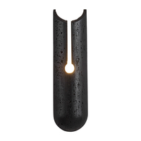 Applique murale moderne minimaliste en pierre noire, lampe verticale longue en travertin avec éclairage d'ambiance LED blanc chaud pour couloir et entrée