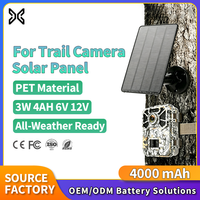 Panneau solaire 3W pour caméra de chasse avec batterie 4000mAh 6V/12V PET monocristallin, câble de 3m, 3 connecteurs, chargeur solaire OEM