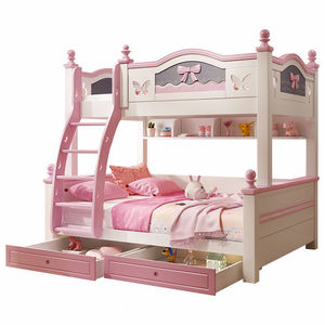 Letto a Castello Contemporaneo in Legno Massello <span class=keywords><strong>per</strong></span> Ragazze con Scala e Spazio di Archiviazione, Ideale <span class=keywords><strong>per</strong></span> Camere da Letto, Scuole, Hotel, Appartamenti e Camere dei Bambini - Product Image 3