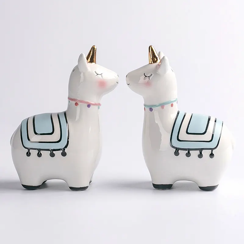Animal Alpaca Design Salt And Pepper Shakers Set Gift Ceramic Creative Seasoning Bottle Spice Jar Custom