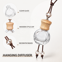 Diffuseur de voiture en verre 10 ml, désodorisant à suspendre aux vitres, avec bouchon en bois, pour huiles essentielles et parfums, emballage inclus