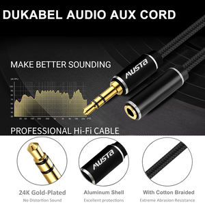 Usine Oem 3.5mm Câble Audio 24K Plaqué Or Câble D'extension De <span class=keywords><strong>Casque</strong></span> 3.5mm Mâle À Femelle <span class=keywords><strong>Hifi</strong></span> 3.5mm Câble pour Écouteur - Product Image 2