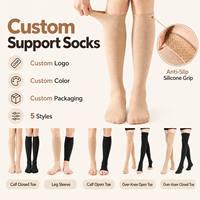 Chaussettes de contention graduées de classe 2 avec logo personnalisé, à bout ouvert ou fermé, mi-mollet et cuisse, plusieurs styles