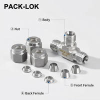 Raccord de compression en T à double ferrule en acier inoxydable 316 de 6 mm pour instrumentation haute pression