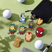 Marqueur de balle de golf PRIMUS GOLF en métal émaillé souple, forme de personnage de dessin animé, logo personnalisé
