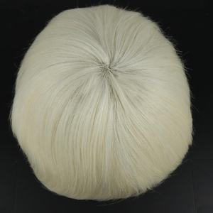 Q6 Perruque en dentelle suisse transparente avec contour en PU, 10x8, <span class=keywords><strong>cheveux</strong></span> raides pour hommes, <span class=keywords><strong>cheveux</strong></span> humains vierges européens # Toupet <span class=keywords><strong>blond</strong></span> <span class=keywords><strong>platine</strong></span> 60 - Product Image 5