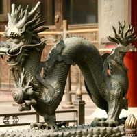 Sculpture de dragon en bronze de conception chinoise ancienne, longueur 150 cm, statue en bronze poli sur pied, personnalisable