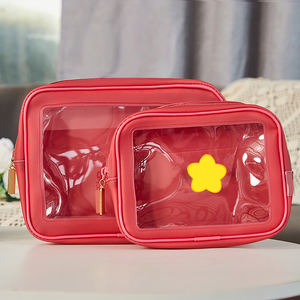 Bolsa DE ASEO <span class=keywords><strong>transparente</strong></span> bonita, paquete de 2, bolsa de maquillaje impermeable aprobada por el estadio TSA, bolsa de cosméticos <span class=keywords><strong>transparente</strong></span> - Product Image 4