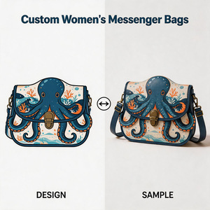 Bolso Bandolera Personalizado para Mujer con Estampado de Pulpo, de Cuero PU, Moderno y Portátil para Uso Diario - Product Image 1