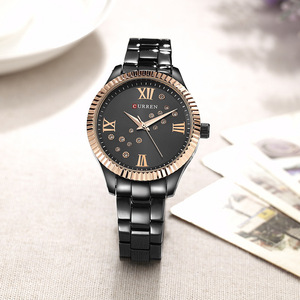 Montre à quartz pour femme Curren 9009 avec strass et bracelet en acier inoxydable, montre-bracelet tendance pour femmes - Product Image 4