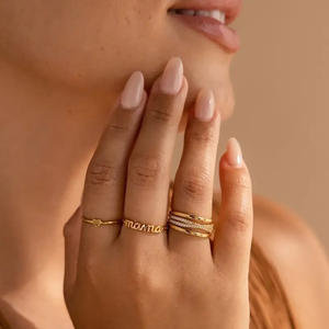 Moda Día DE LA MADRE Regalo Caliente <span class=keywords><strong>Dear</strong></span> <span class=keywords><strong>Mama</strong></span> Delicado Simple Carta Anillo liso - Product Image 5