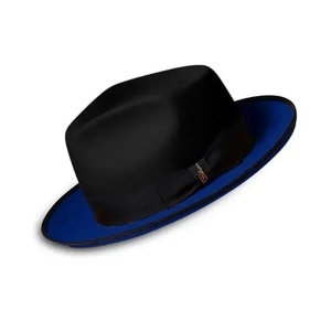 Chapeau Fedora en laine noire à bord bleu unisexe adulte 56-62 cm toutes saisons formel décontracté voyage - Product Image 3