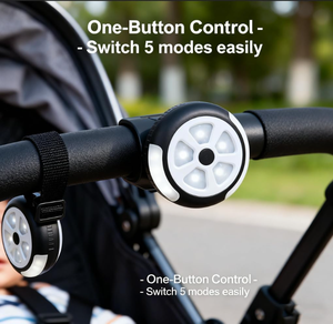 ไฟ LED สำหรับรถเข็นเด็ก (แพ็ค 3 ชิ้น) พร้อมตะขอ/คลิปหนีบสำหรับรถเข็นเด็ก – ใช้แบตเตอรี่, 5 โหมด, อุปกรณ์เสริมสำหรับรถเข็นเด็กสำหรับใช้กลางคืน - Product Image 3