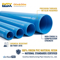 Tuyau de revêtement de puits anti-corrosion PN12.5 en UPVC moulé, résistant aux acides haute pression, 160-400 mm pour le drainage des mines profondes et les puits d'égouts
