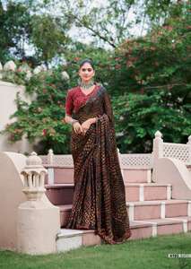 Estilo tradicional Soft Barraso Silk Saree Atractivo Prizm Print para mujer Party Casual Wear Disponible en cantidad a granel - Product Image 5