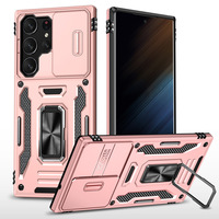 Coque antichoc pour Samsung Galaxy A16 5G avec cache-caméra coulissant, protection d'écran et béquille rotative