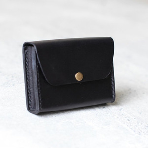 Porte-cartes en cuir en gros, porte-cartes de visite noir minimaliste style coréen, porte-carte d'identité à bouton-pression - Product Image 5