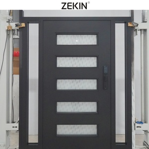 Porte d'entrée extérieure de sécurité en acier de haute qualité ZEKIN DOOR, design minimaliste pivotant, pour villas - Product Image 4