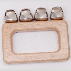 En gros, Carillon à main rectangulaire en bois à 4 anneaux, Instrument de percussion Orff, Instrument de musique, Jouet hochet pour bébé - Product Image 2
