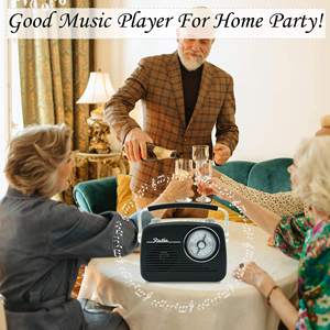 Radio AM/FM portable vintage avec poignée, écran LCD et haut-parleur intégré - Product Image 3