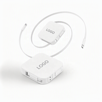 Câble USB rétractable multifonction 4 en 1, support de téléphone pop-up, charge rapide PD 60W, logo personnalisé, cadeau d'entreprise pour événement