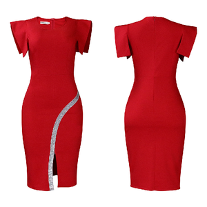 Robe pour femme Nouvelle collection été 2026 à manches courtes, moulante aux hanches, élégante, avec fente <span class=keywords><strong>Tongle</strong></span>, style éclatant et international - Product Image 5