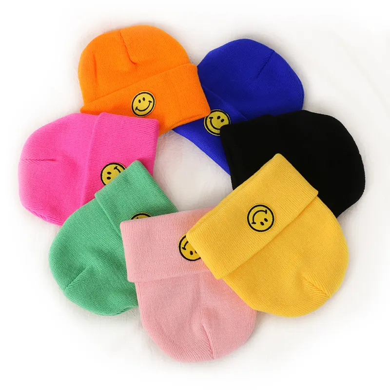 Smile Face Baby Knitted Hat Soft Comfortable Warm Winter Hats Boy Girl Beanie Hat For Kids Child