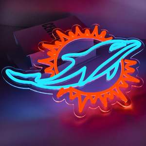 Enseigne néon LED Miami Dolphins pour décoration murale, lumière néon à intensité variable, logos de l'équipe bleu glace pour la décoration de la cave des hommes - Product Image 6