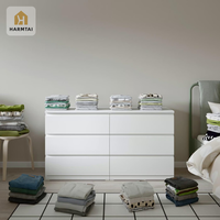 Commode à 6 tiroirs HarmTai, armoire de rangement blanche, style scandinave, poignée J-Pull, écologique, multifonctionnelle pour la chambre à coucher