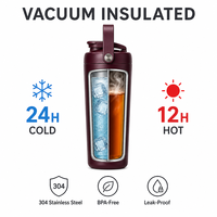 Gobelet isotherme à double paroi pour protéines, 16 oz, 24 oz, garde au froid 24-36 heures, Tritan sans BPA, acier inoxydable, pour la salle de sport