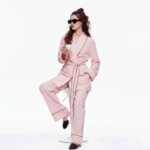 Set <span class=keywords><strong>Pigiama</strong></span> Lungo da Donna in <span class=keywords><strong>Seta</strong></span> e Raso, 2 Pezzi, con Vestaglia Kimono a Maniche Lunghe, per il Relax e il Sonno - Product Image 3