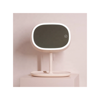 Miroir de maquillage avec lampe de table LED, éclairage d'appoint, rangement de bureau, dortoir, miroir portable de petite taille, salle de bain, design moderne, lumière chaude