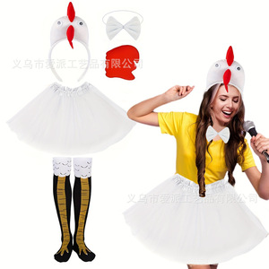 Chicken Costume Tutu Skirt Headband Bow Tie <b>Socks</b> Animal Cosplay Outfit For Kids Age 8 13 Years Orange Yellow <b>Black</b> White - Product Image 2