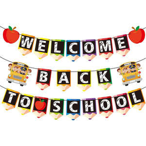 Multicolor Campus-themed Back-to-School <strong>Student</strong> Welcome Party <strong>Banner</strong> with Pencil Apple Heart Shapes for Teacher Decor - Product Image 2