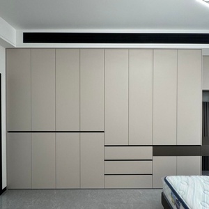 Meilleure vente 2025 : Grande armoire de chambre à coucher écologique personnalisée à portes segmentées, avec tête de lit et coiffeuse, pour hôtels et appartements - Product Image 5