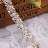 Mode fait à la main 1cm 1.5cm largeur perle perlée dentelle garnitures vêtement col cou manches décoration accessoires