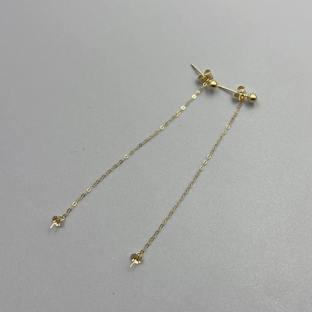 Classic Minimalist Ball 18K Gold Bead Stud Earring Diameter 3-5mm Real Au750 Tassel Drop Earring Mount Pearl Holder DIY Jewelry
