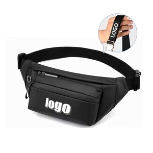 Sac banane de sport en nylon imperméable avec logo personnalisé, fermeture éclair antivol, pour activités de plein air et course à pied - Product Image 1