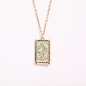 Collana di tarocchi retrò da donna placcato in oro con ciondolo quadrato Sun Moon Love World clavicola catena geometrica zircone in pietra ottone realizzato - Product Image 6