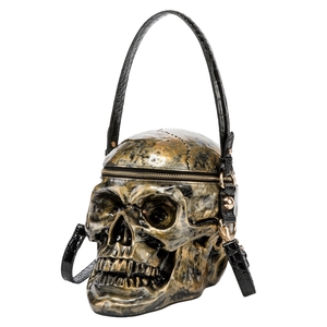 Bolso de noche con diseño de calavera divertido para mujer, bolso de mano con cremallera y cadena extraíble para Halloween, noche de conciertos - Product Image 1