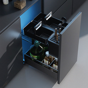 <b>Spice</b> And Seasoning Pull Out Basket <b>Kitchen</b> Cabinet Double Layer Drawer Aluminum Alloy Storage <b>Rack</b> For <b>Kitchen</b> - Product Image 2